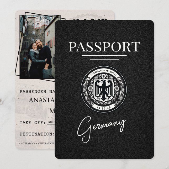 Reserva La Fecha Pasaporte de Alemania Negra Salve La Fecha (Anverso / Reverso)