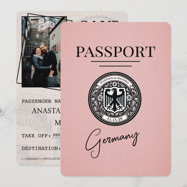 Reserva La Fecha Pasaporte de Alemania Rosada Guardar la fecha (Anverso / Reverso)