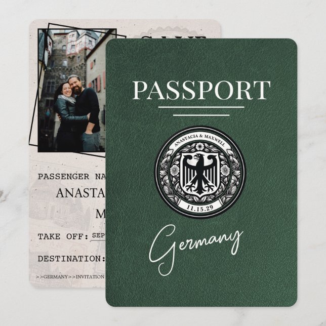 Reserva La Fecha Pasaporte de Alemania Verde Salve La Fecha (Anverso / Reverso)