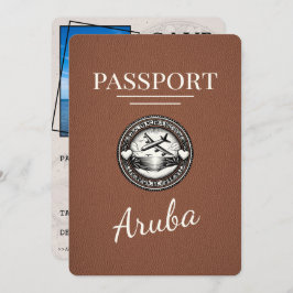 Reserva La Fecha Pasaporte de Aruba Marrón Salva La Fecha