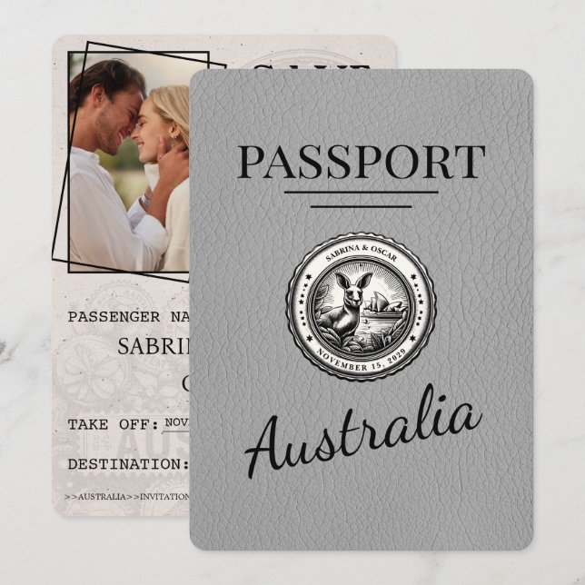 Reserva La Fecha Pasaporte de Australia gris salva la fecha (Anverso / Reverso)