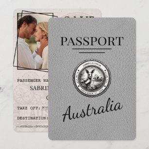 Reserva La Fecha Pasaporte de Australia gris salva la fecha