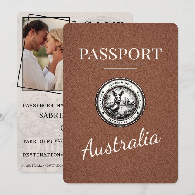 Reserva La Fecha Pasaporte de Australia marrón salva la fecha (Anverso / Reverso)