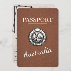 Reserva La Fecha Pasaporte de Australia marrón salva la fecha