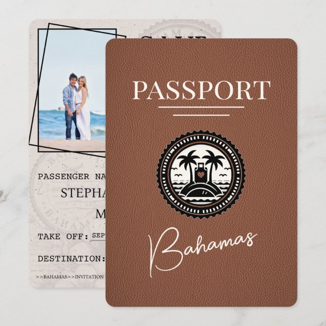 Reserva La Fecha Pasaporte de Bahamas marrón salva la fecha (Anverso / Reverso)