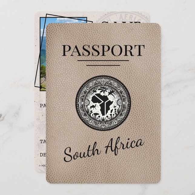 Reserva La Fecha Pasaporte de Beige-Sudáfrica (Anverso / Reverso)