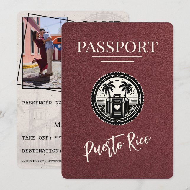 Reserva La Fecha Pasaporte de Borgoña para Puerto Rico (Anverso / Reverso)