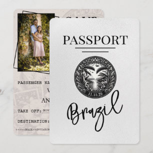 Reserva La Fecha Pasaporte de Brasil blanco salva la fecha