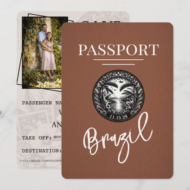 Reserva La Fecha Pasaporte de Brasil marrón salva la fecha (Anverso / Reverso)