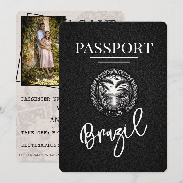 Reserva La Fecha Pasaporte de Brasil Negro Salve La Fecha (Anverso / Reverso)