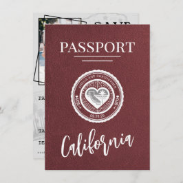 Reserva La Fecha Pasaporte de California Borgoña Save The Date
