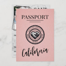 Pasaporte de California Rosa Save The Date