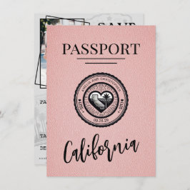 Reserva La Fecha Pasaporte de California Rosa Save The Date