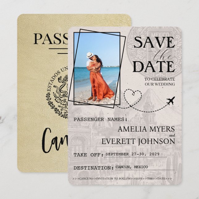 Reserva La Fecha Pasaporte de Cancún de Champagne salva la fecha (Anverso / Reverso)