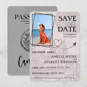 Reserva La Fecha Pasaporte de Cancún gris salva la fecha