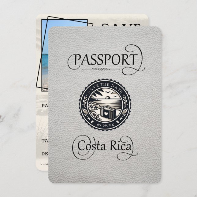 Reserva La Fecha Pasaporte de Costa Rica Blanca (Anverso / Reverso)