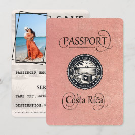 Reserva La Fecha Pasaporte de Costa Rica de oro Rosa