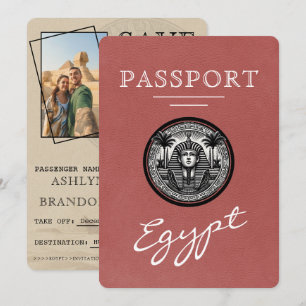 Reserva La Fecha Pasaporte de Egipto Burgundy Claro Boda