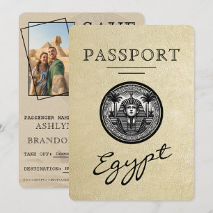 Reserva La Fecha Pasaporte de Egipto de boda de Champagne Save the 