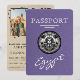Reserva La Fecha Pasaporte de Egipto de Lila Save the Date de Boda