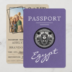 Reserva La Fecha Pasaporte de Egipto de Lila Save the Date de Boda