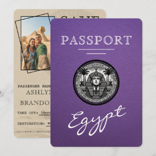 Reserva La Fecha Pasaporte de Egipto Púrpura para Anunciar tu Boda