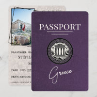 Pasaporte de Grecia violeta púrpura salva la tarje