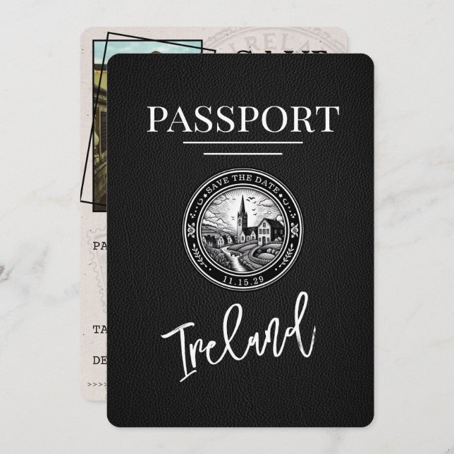 Reserva La Fecha Pasaporte de Irlanda Negra Salve La Fecha (Anverso / Reverso)