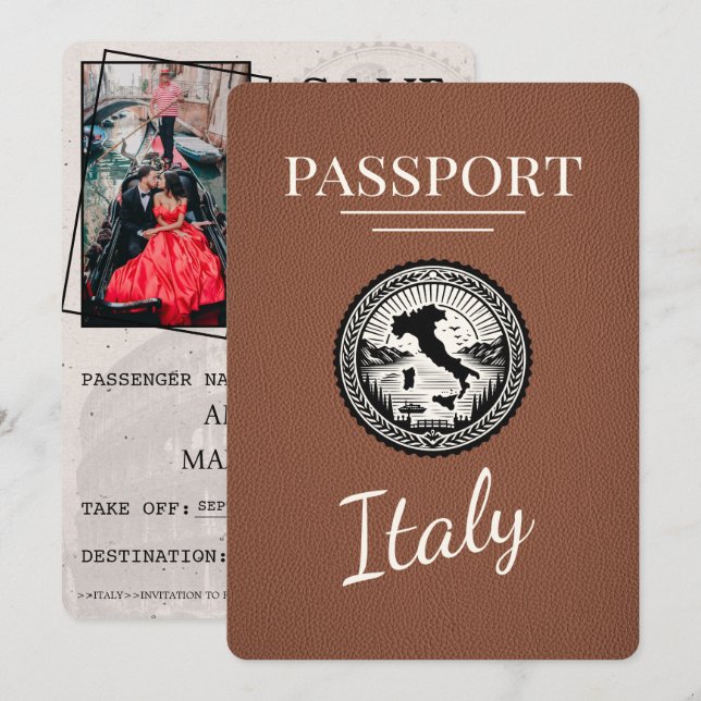 Reserva La Fecha Pasaporte de Italia marrón (Anverso / Reverso)