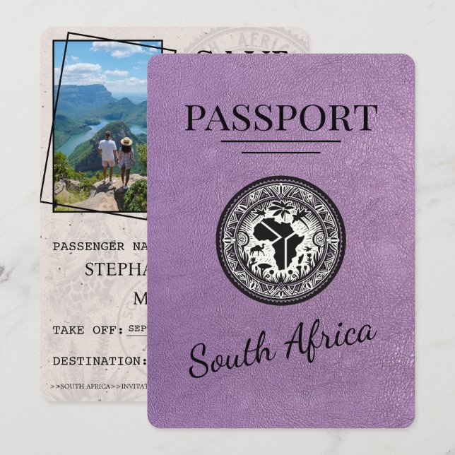 Reserva La Fecha Pasaporte de Lavender en Sudáfrica (Anverso / Reverso)