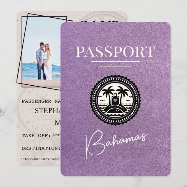 Reserva La Fecha Pasaporte de Lavender Purple Bahamas salva la fech (Anverso / Reverso)