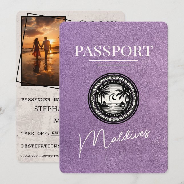 Reserva La Fecha Pasaporte de Lavender Purple Maldives Salva la fec (Anverso / Reverso)
