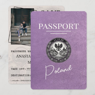 Reserva La Fecha Pasaporte de Lavender Purple Poland Save the Date