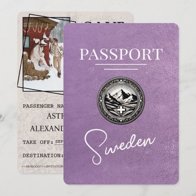 Reserva La Fecha Pasaporte de Lavender Purple Suecia Salven la fech (Anverso / Reverso)