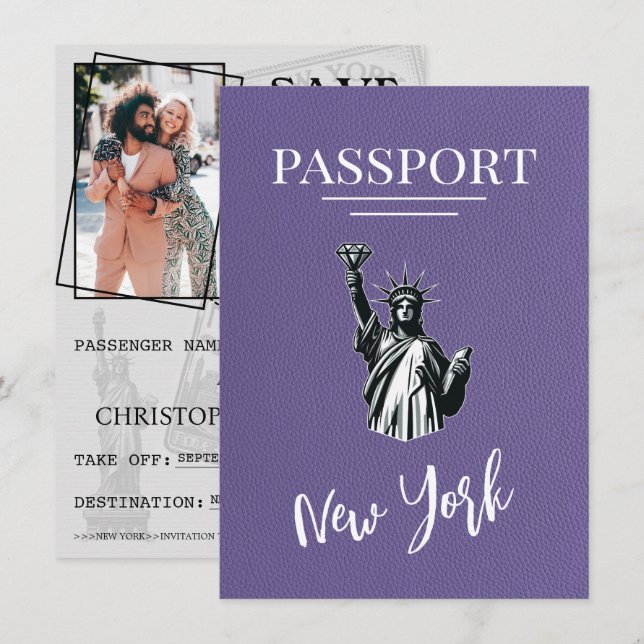 Reserva La Fecha Pasaporte de Lilac New York City Passport Save the (Anverso / Reverso)