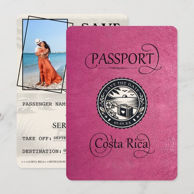 Reserva La Fecha Pasaporte de Magenta Costa Rica (Anverso / Reverso)
