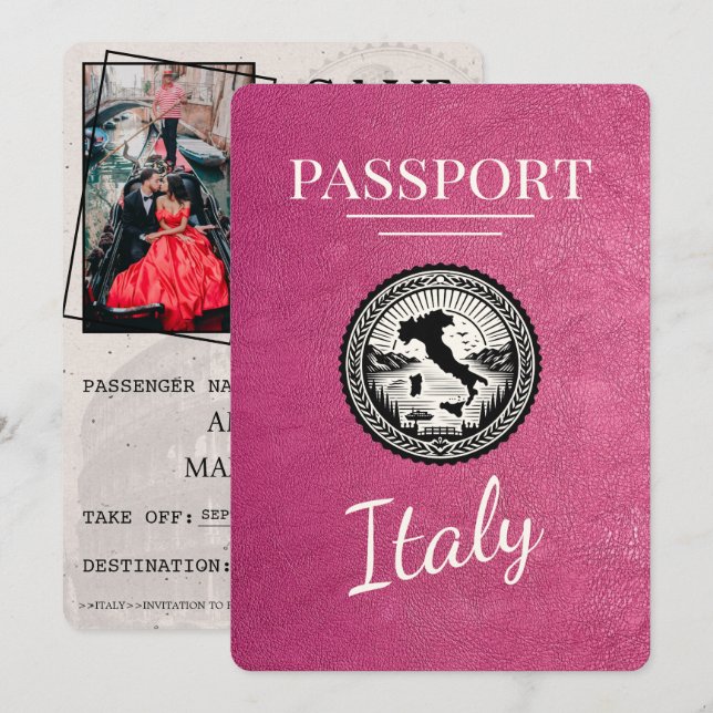 Reserva La Fecha Pasaporte de Magenta Italia (Anverso / Reverso)