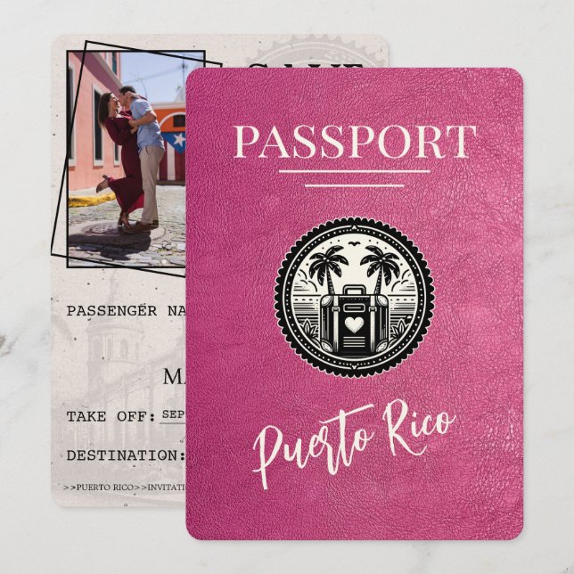 Reserva La Fecha Pasaporte de Magenta Puerto Rico (Anverso / Reverso)