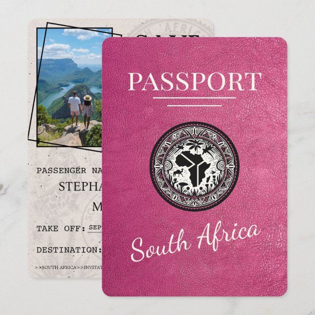 Reserva La Fecha Pasaporte de Magenta Sudáfrica (Anverso / Reverso)