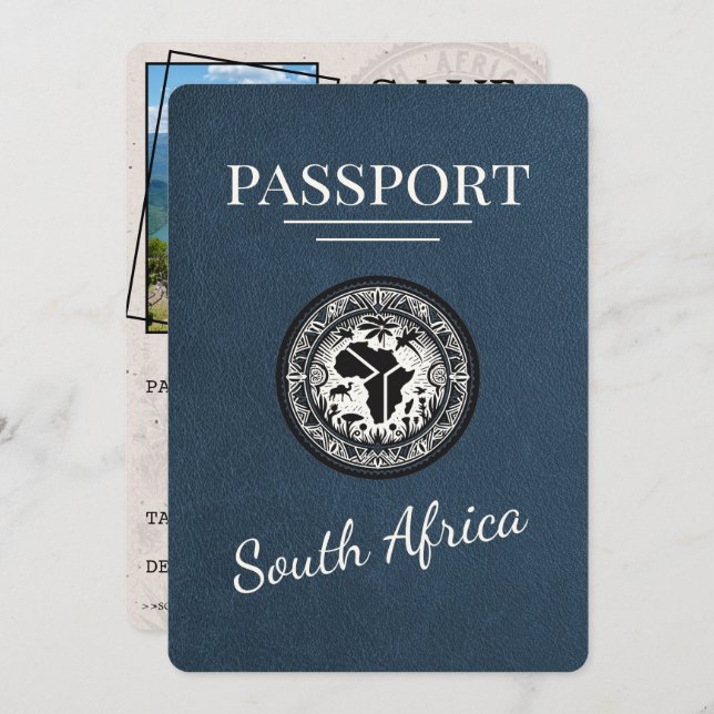 Reserva La Fecha Pasaporte de Marina Azul de Sudáfrica (Anverso / Reverso)