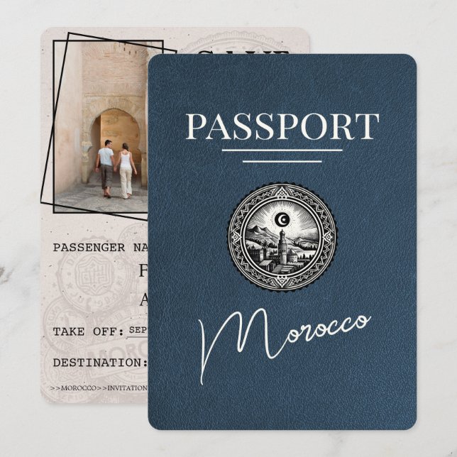 Reserva La Fecha Pasaporte de Marina Azul Marruecos Salven la fecha (Anverso / Reverso)