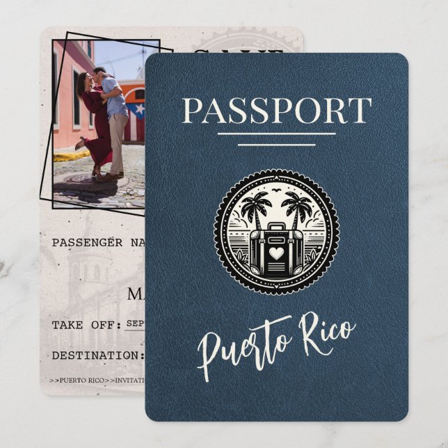 Reserva La Fecha Pasaporte de Marina Azul Puerto Rico (Anverso / Reverso)