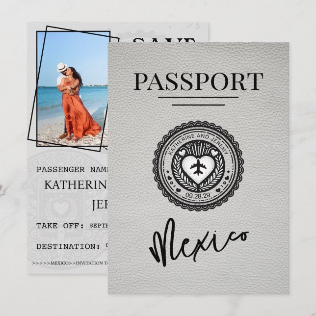 Reserva La Fecha Pasaporte de México blanco salva la fecha (Anverso / Reverso)