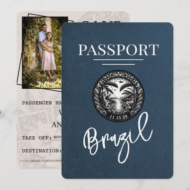 Reserva La Fecha Pasaporte de Navy Blue Brasil Salven la fecha (Anverso / Reverso)