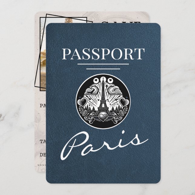 Reserva La Fecha Pasaporte de Navy Blue Paris Guardar la fecha (Anverso / Reverso)