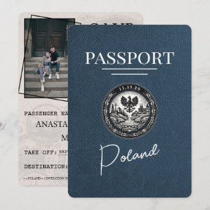 Reserva La Fecha Pasaporte de Navy Blue Poland Salve La Fecha
