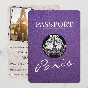 Reserva La Fecha Pasaporte de París morado salva la fecha