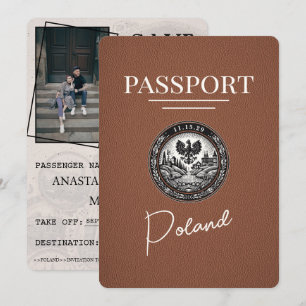 Reserva La Fecha Pasaporte de Polonia Marrón Salven la fecha