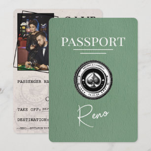 Reserva La Fecha Pasaporte de Reno Verde Salvia Save The Date
