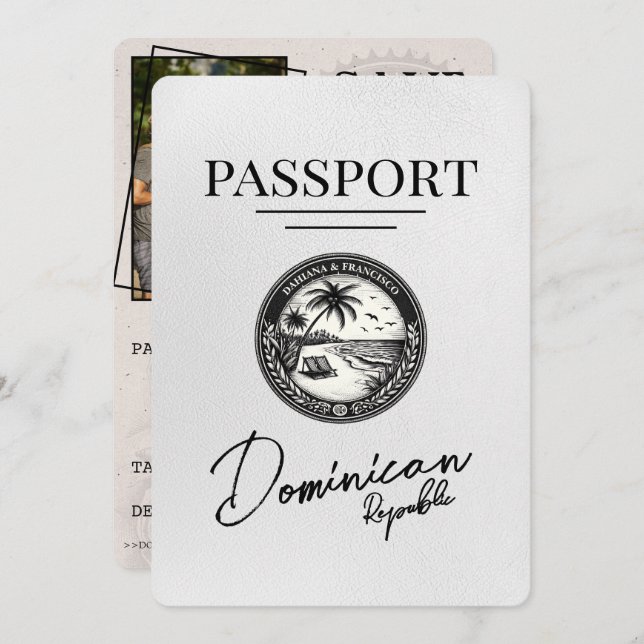 Reserva La Fecha Pasaporte de República Dominicana Blanca Salva La  (Anverso / Reverso)